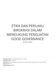 ETIKA DAN PERILAKU BIROKRASI DALAM MENDUKUNG PENGUATAN GOOD GOVERNANCE ...